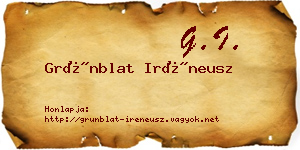 Grünblat Iréneusz névjegykártya